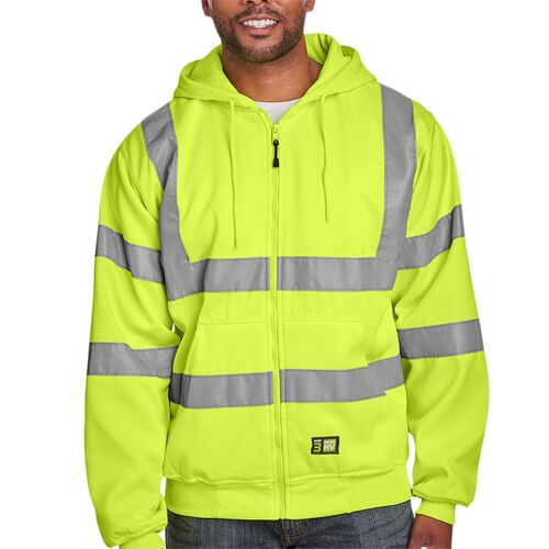Men's Berne Hi-Vis Class 3 Lined Hooded Sweatshirt Thumbnail