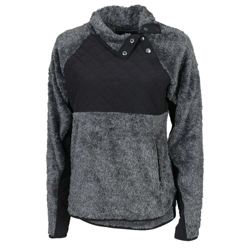 Women's Quilted Fuzzy Fleece Snap PlacketPullover Thumbnail
